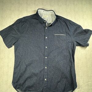 7 Diamonds Dark Blue Patterned Short Sleeve Shirt